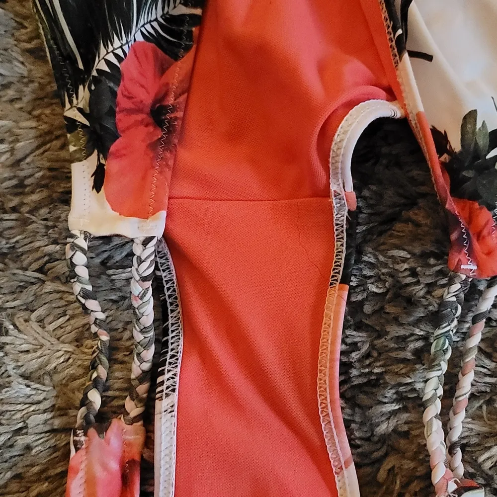 Coral Tropic White Coral Floral Print Bikini Bottoms L Pink Size L - Image 5