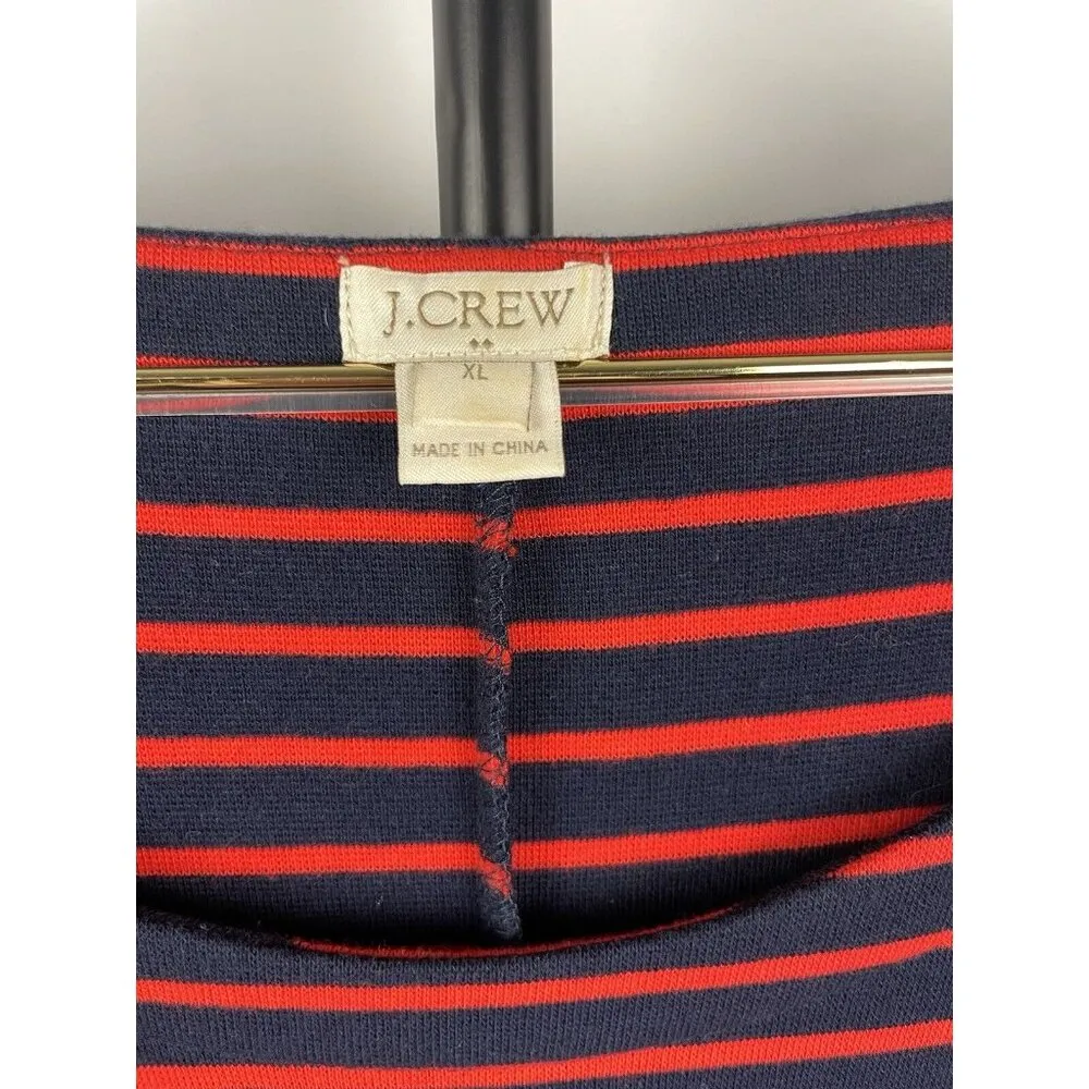 J. Crew Factory‎ Red Blue Stripe Maritime Nautical Long Sleeve Dress Size XL - Image 4
