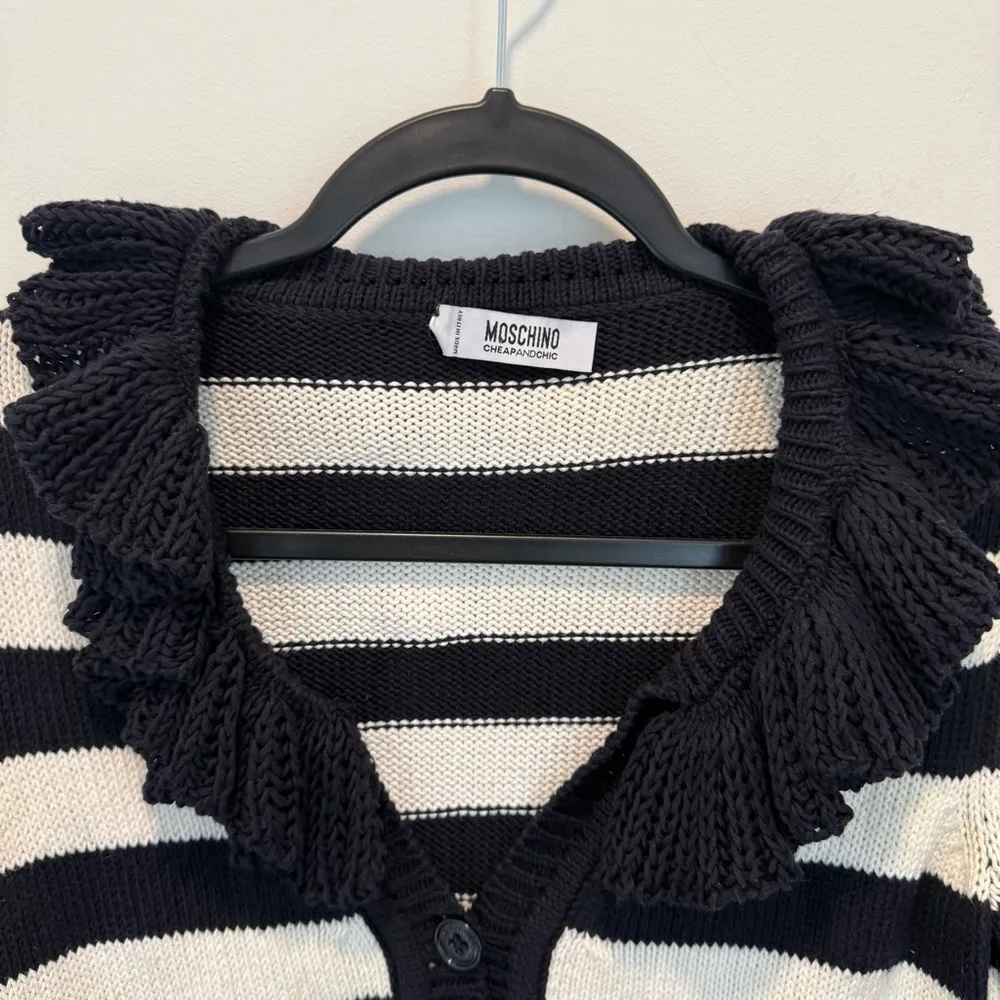 Moschino Striped Ruffled Cropped Cardigan size us 8 - Image 3