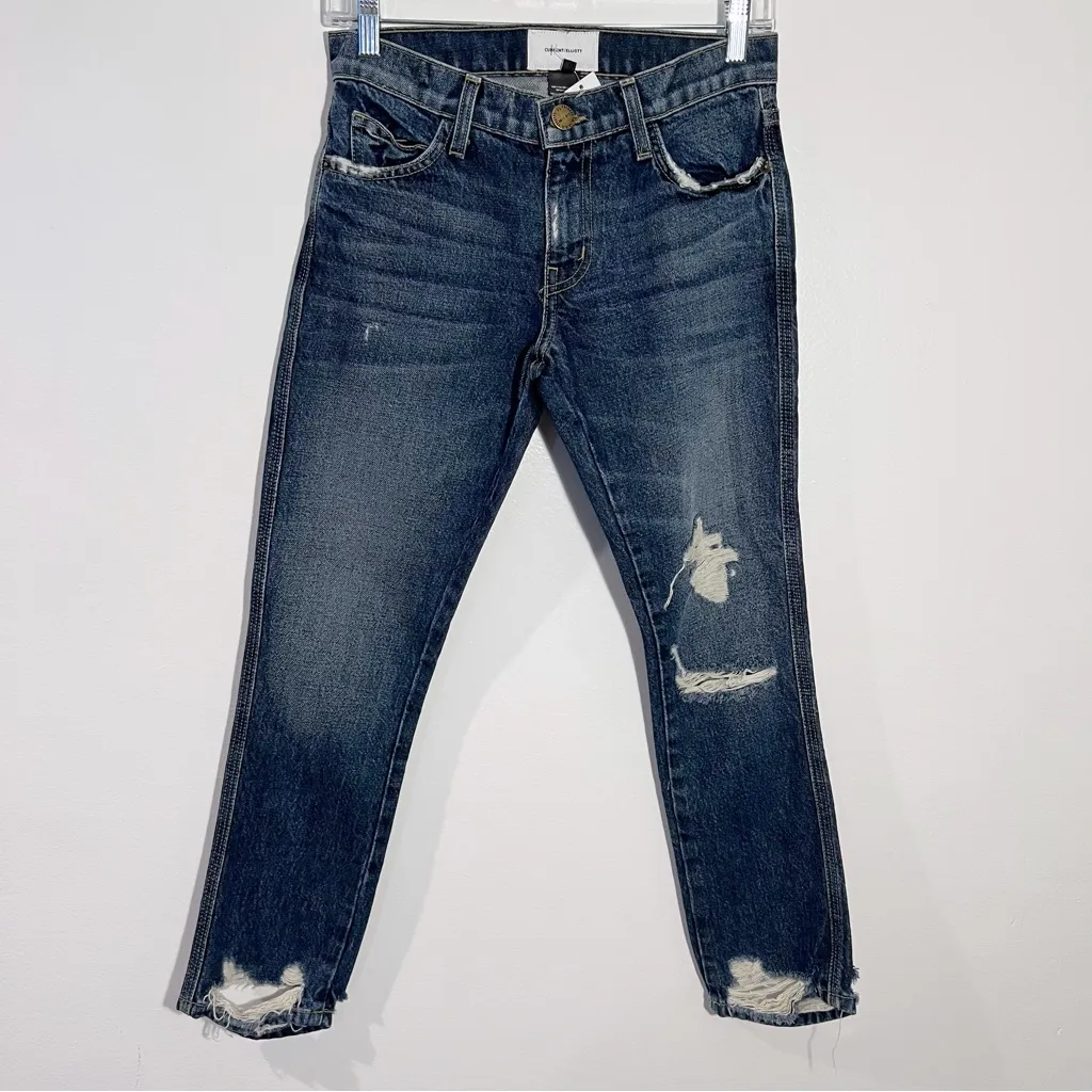 Current Elliot NWT Cropped Straight Denim Further Destroy‎ W/ Hacked Hem Size 24 - Image 3