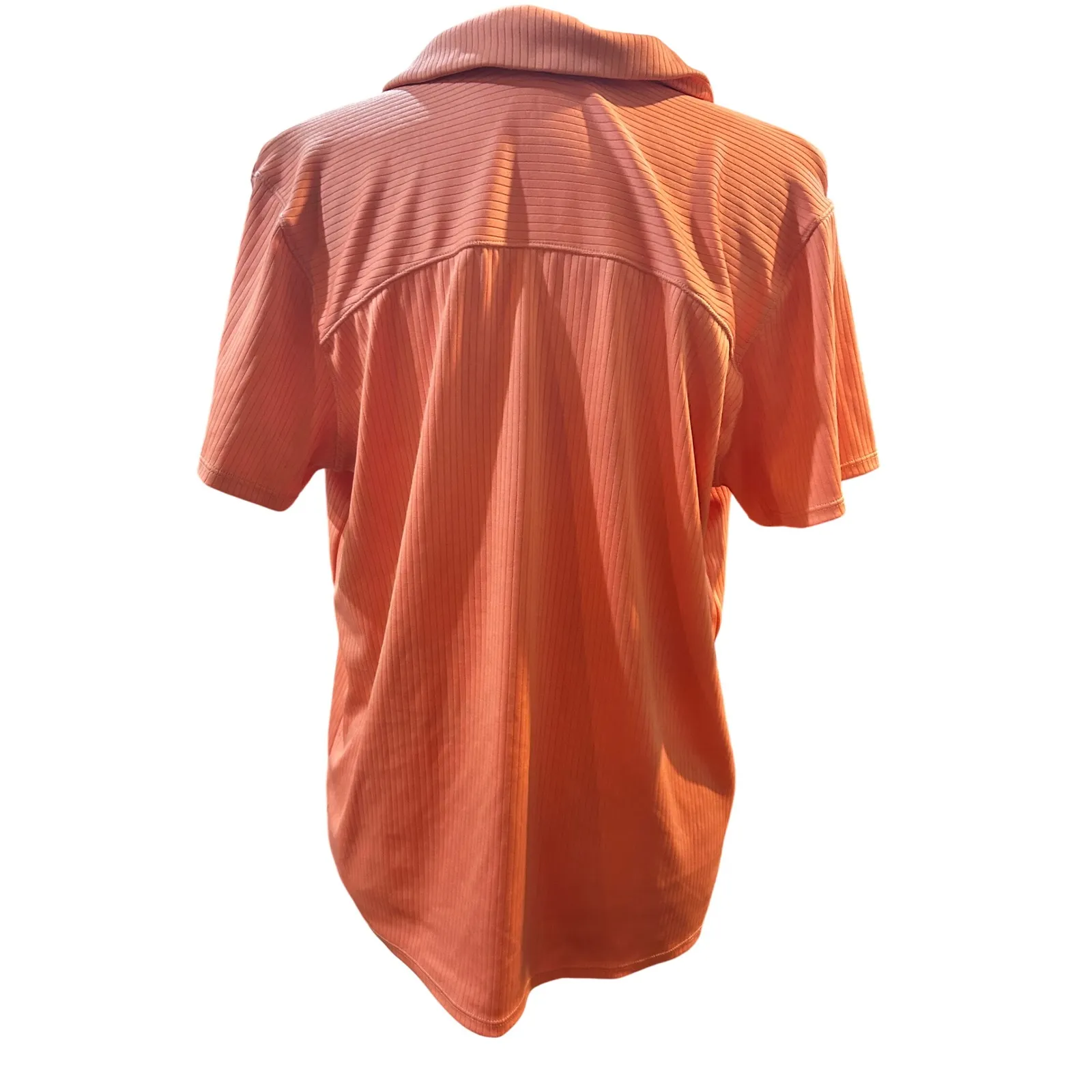 Ribbed‎ Knit Top Short Sleeve V Neck Collared T Shirt Casual Everyday - Image 5