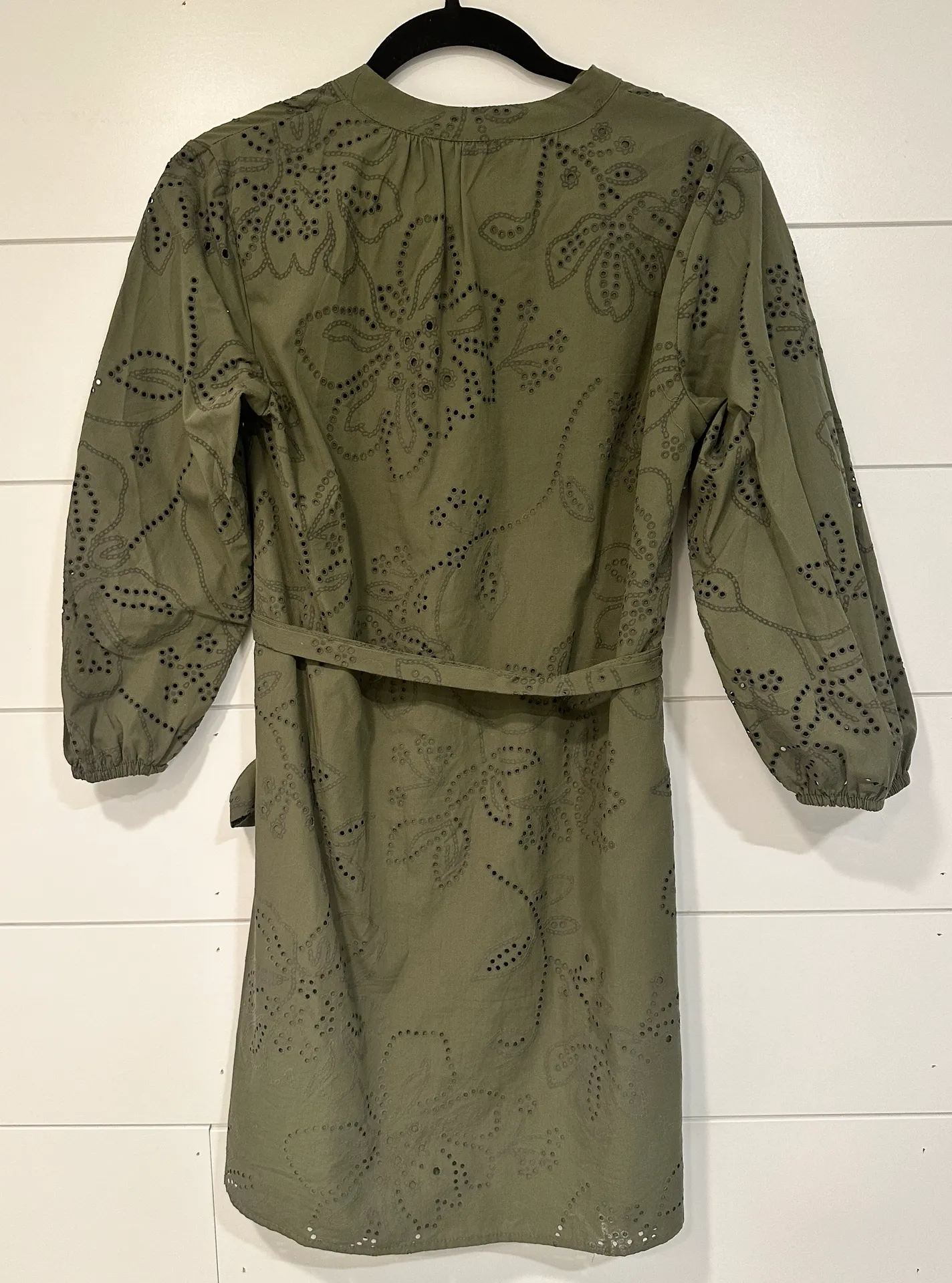 Olive Green Embroidered Dress - Image 8