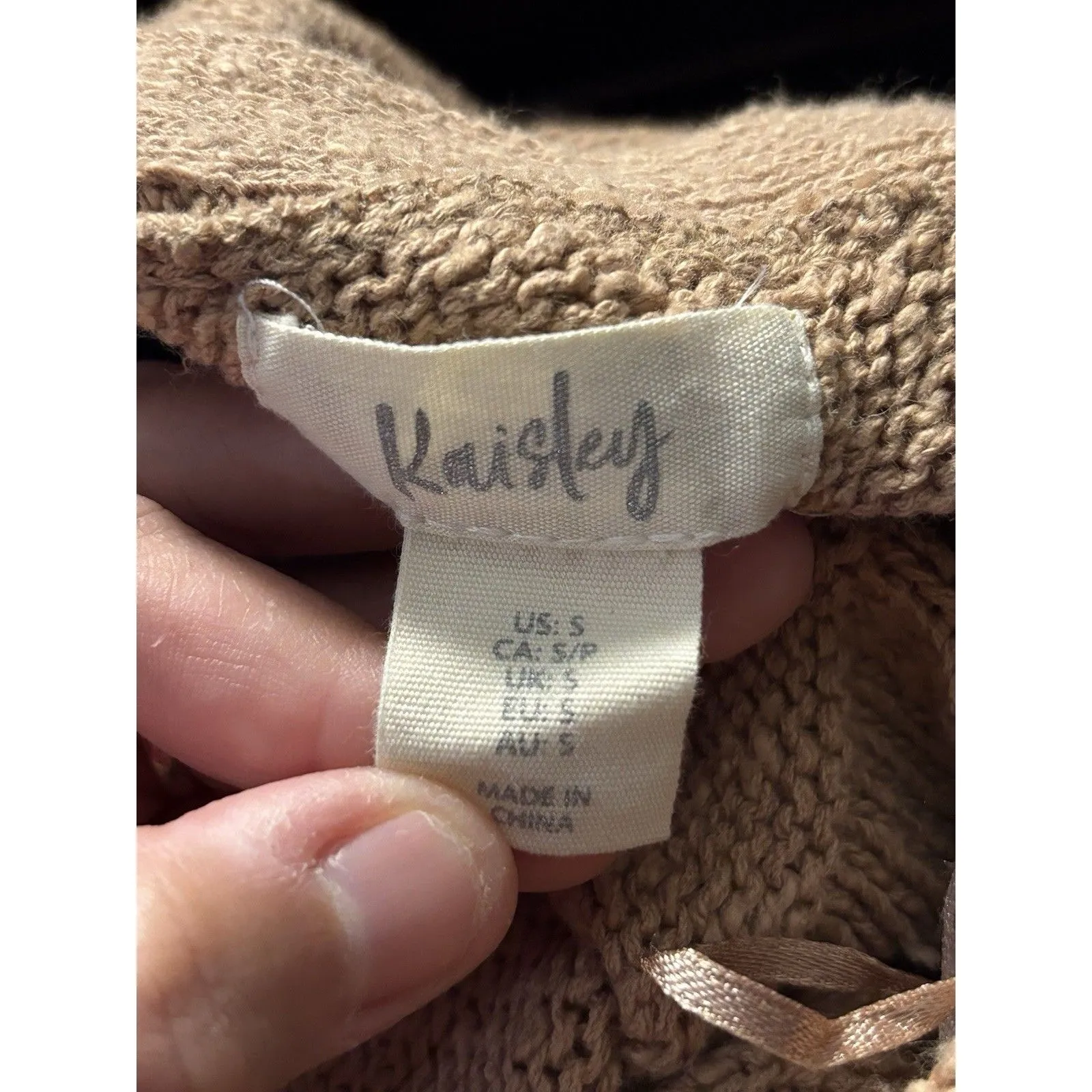 Kaisley Slouchy Batwing Cardigan S Brown Boho Cozy Minimalist Sweater - Image 2