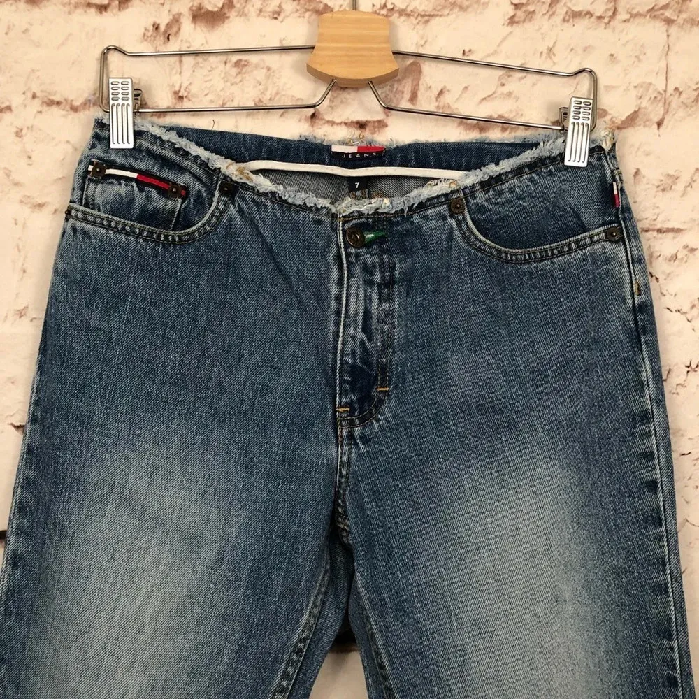 Vintage Tommy Jeans Frayed WB Hipster Flare‎ Jeans - Image 3