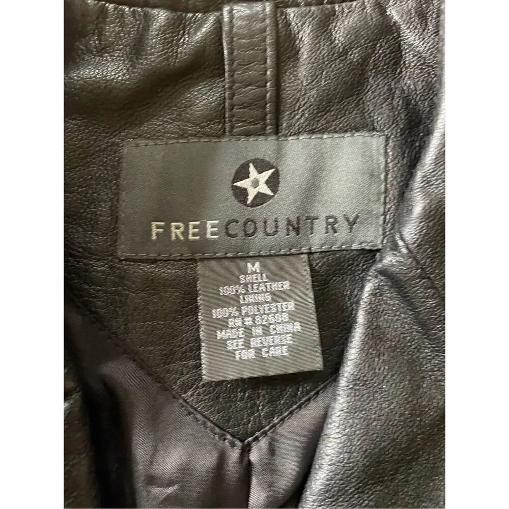 FREE COUNTRY  Black Genuine Leather Jacket M - Image 5