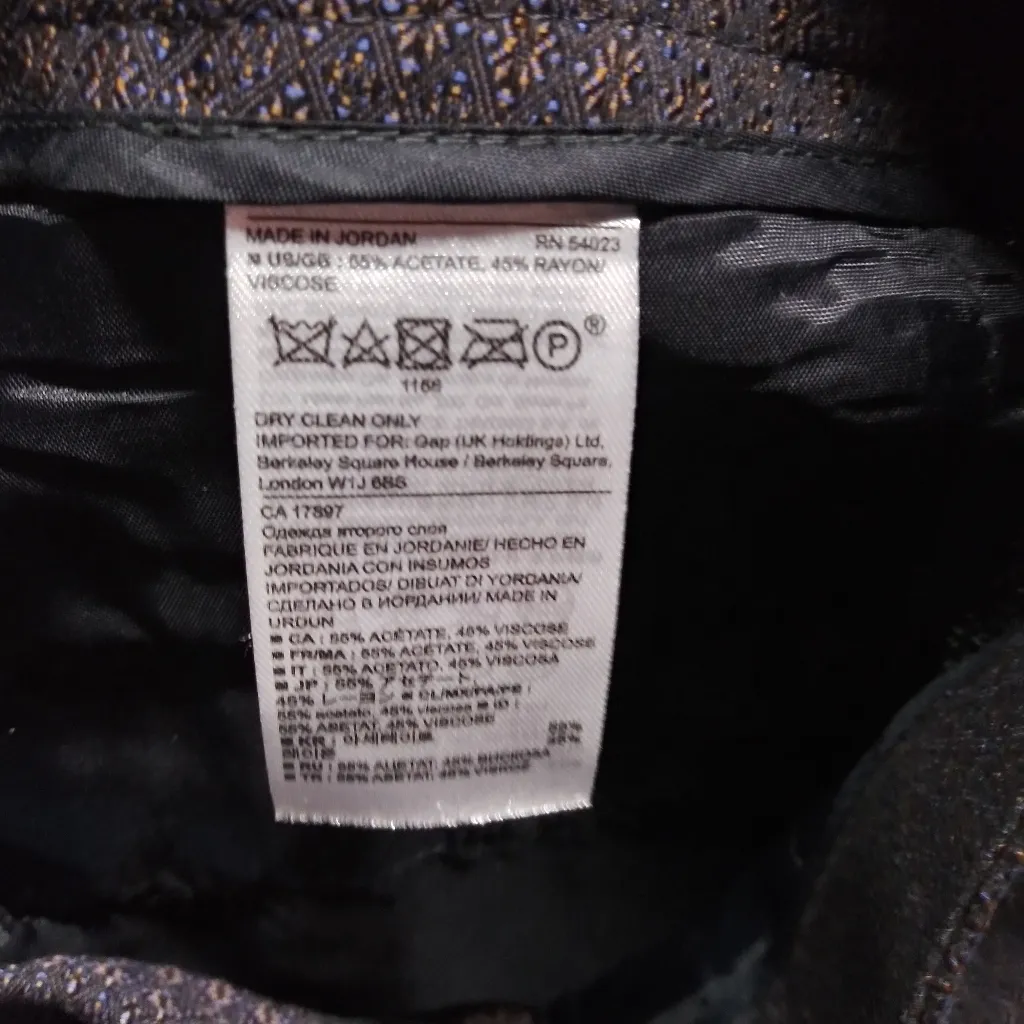 Banana Republic Avery Straight Cropped Cuff Navy Blue Geometric Print Pants Sz 4 - Image 10