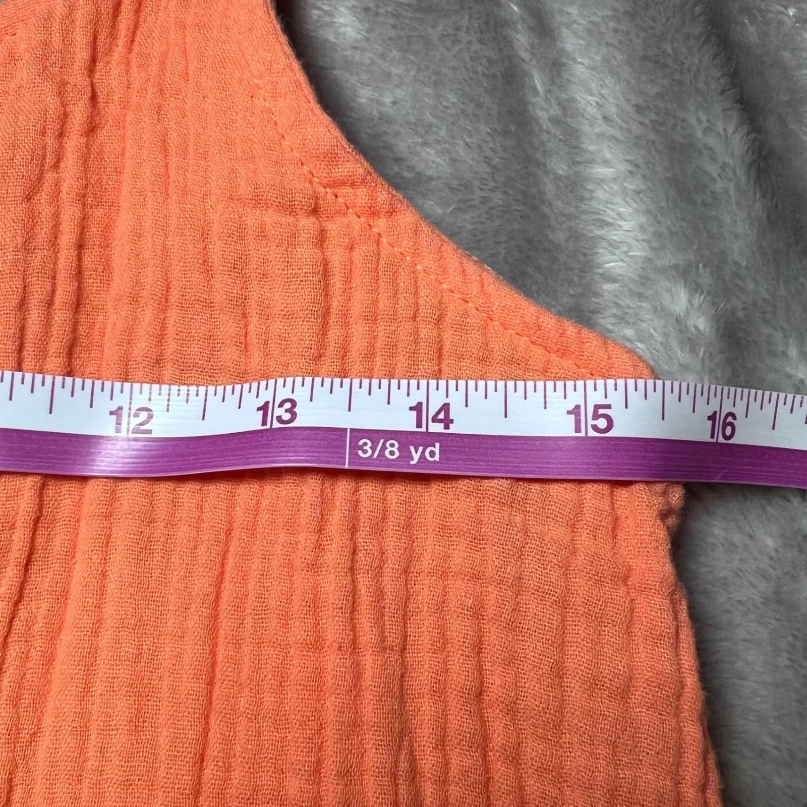 Serra Orange Gauze Jumpsuit Womens Size Medium Wide Leg Overalls Simple Modern - Image 8