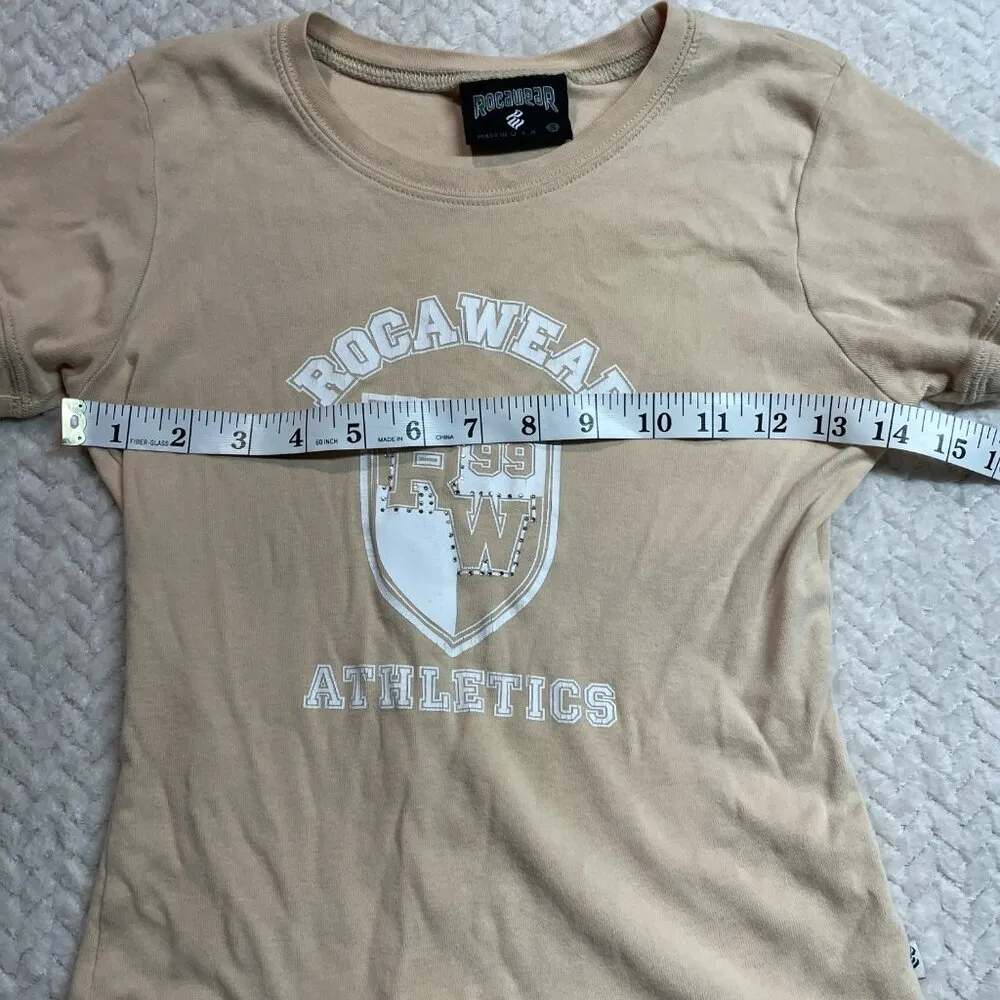 Vintage Y2K Style Roca Wear Beige Tan Baby Tee Womens Size Small - Image 2