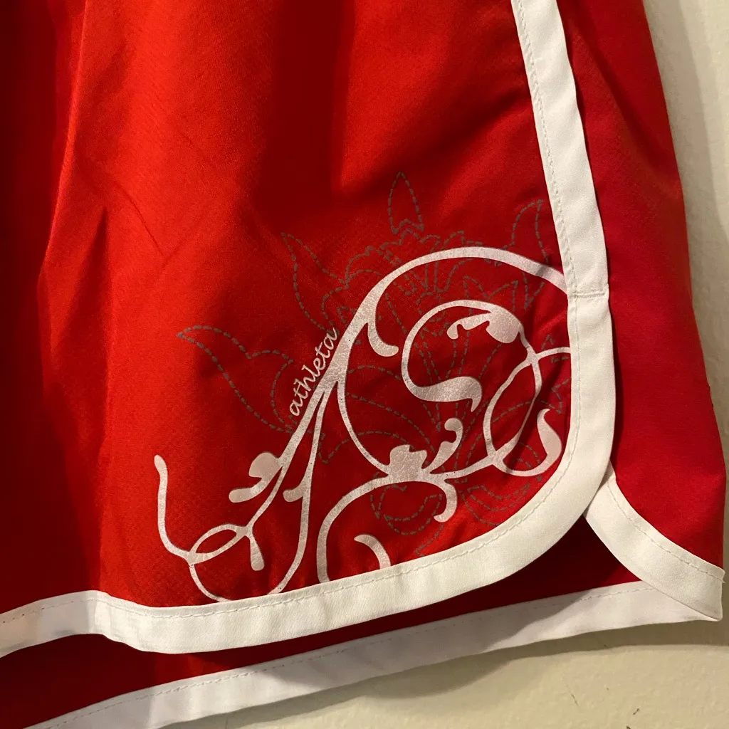 Womens Athleta Red White Lined Gym Style‎ Athletic Shorts Running Size XS - Image 2