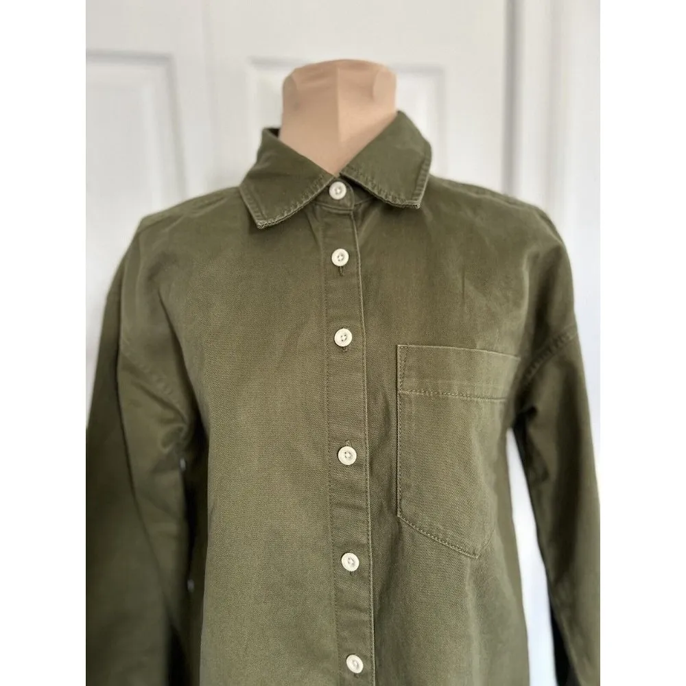 Madewell Long Sleeve Mini Shirtdress Loden Green Size S - Image 6