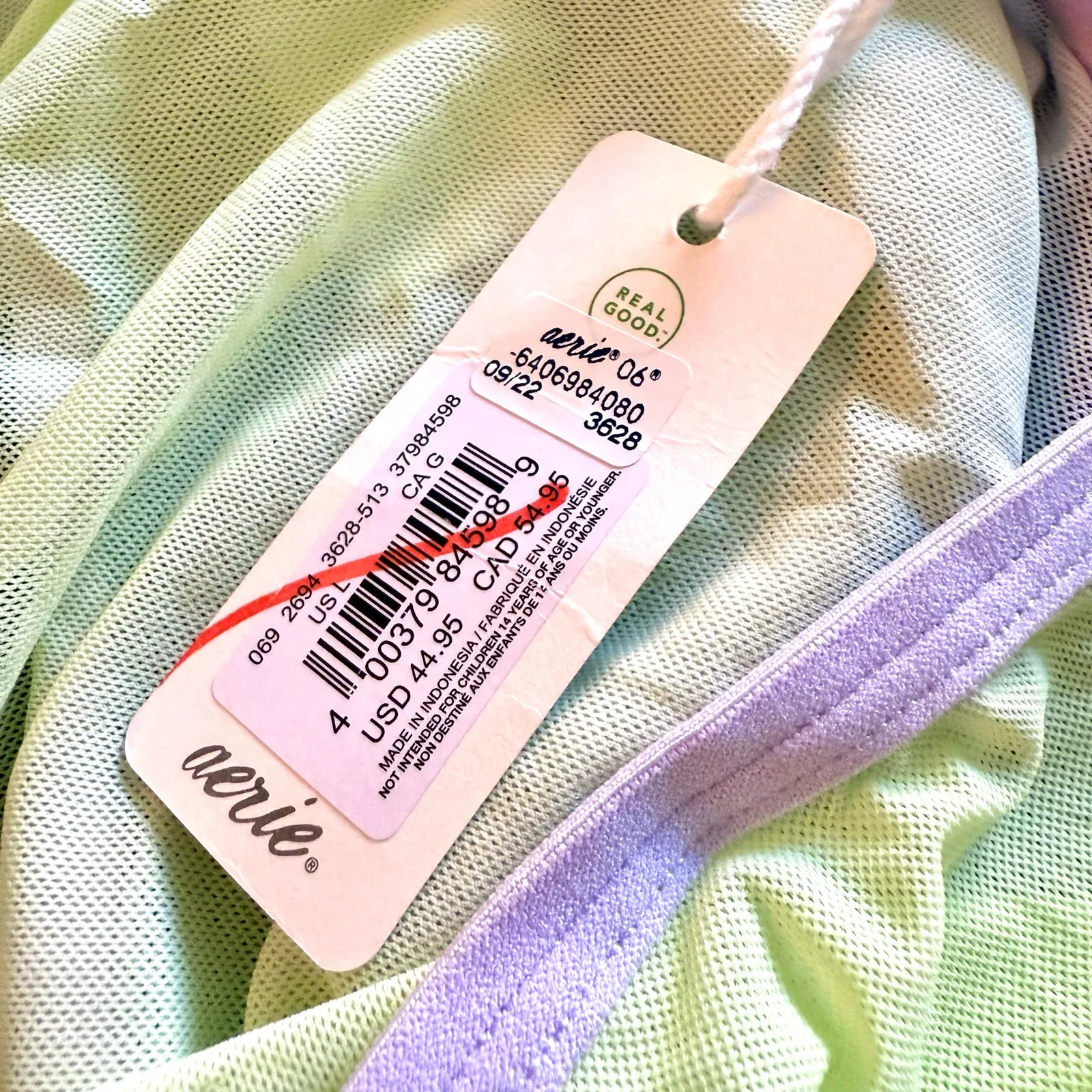 Smoothez by Aerie Sleeveless Sheer Mesh Bodysuit Size Large Violet Flurry Ombre - Image 2