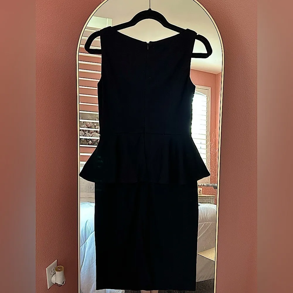 little black elegant peplum timeless Christmas party dress  jeweled neckline 2 - Image 4