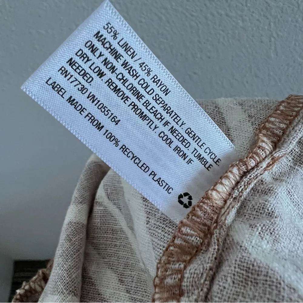 A New Day Linen Rayon Paperbag Waist Elastic Pull On Shorts Casual Printed Med - Image 3