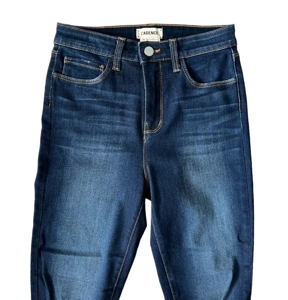 L’agence Margot High Rise Skinny in Baltic Destruction | Dark Wash | 26 *flaw - Image 3