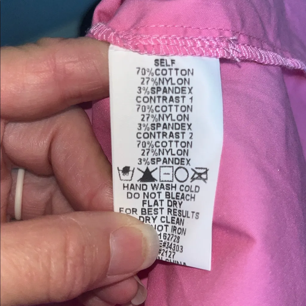 VOY Kendra Poplin V Neck Flutter Short Sleeve Cotton Blouse Pink Orange Tan New - Image 9