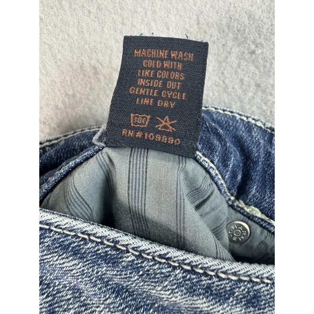 Seven 7 Jeans Womens 30x30 Blue Bling Pockets Straight Distressed Tag 4 - Image 11