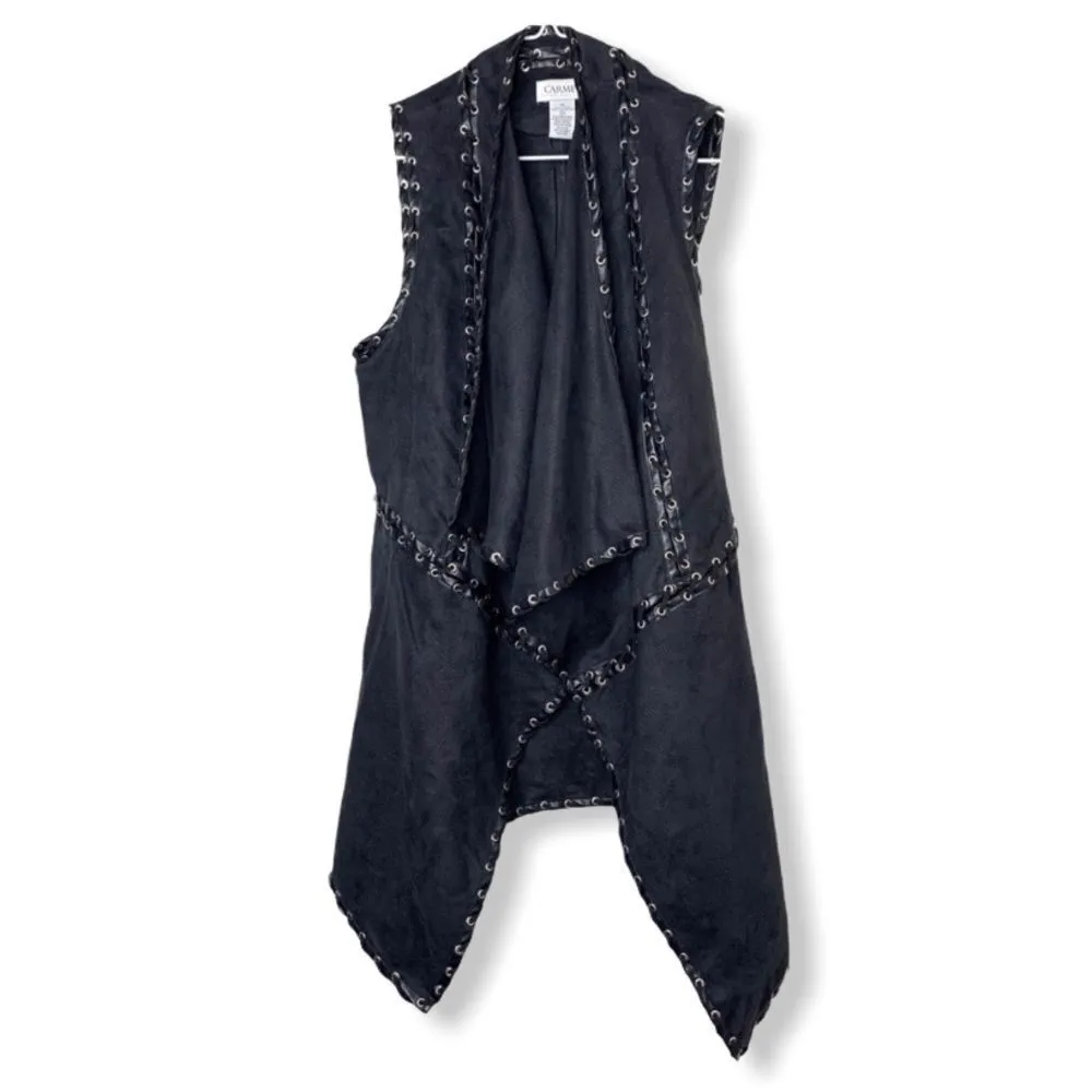 Carmen Marc Valvo Black Faux Suede Vest - Image 3