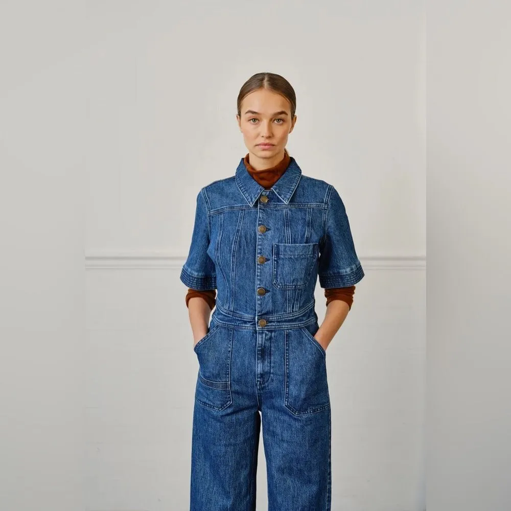 NEW Anthropologie Seventy + Mochi Elodie Denim Jumpsuit Size 2 - Image 10