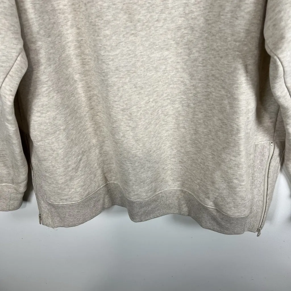 Zella Oatmeal‎ Heather Cotton Casual Athletic Sweater Zip Sides Women’s Size L - Image 3