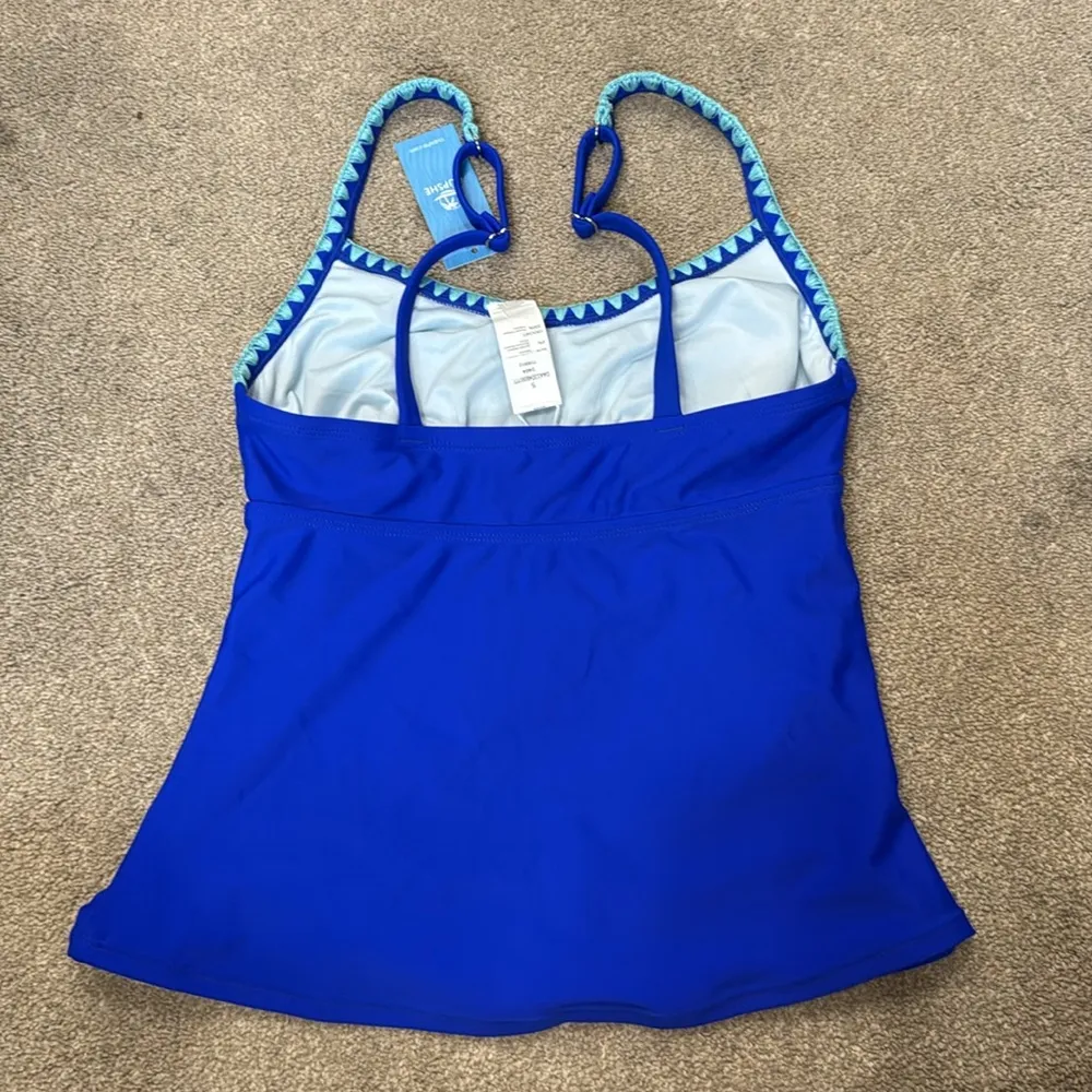 Cupshe Royal Blue Shell Stitch Tankini Swim Top Size S - Image 4