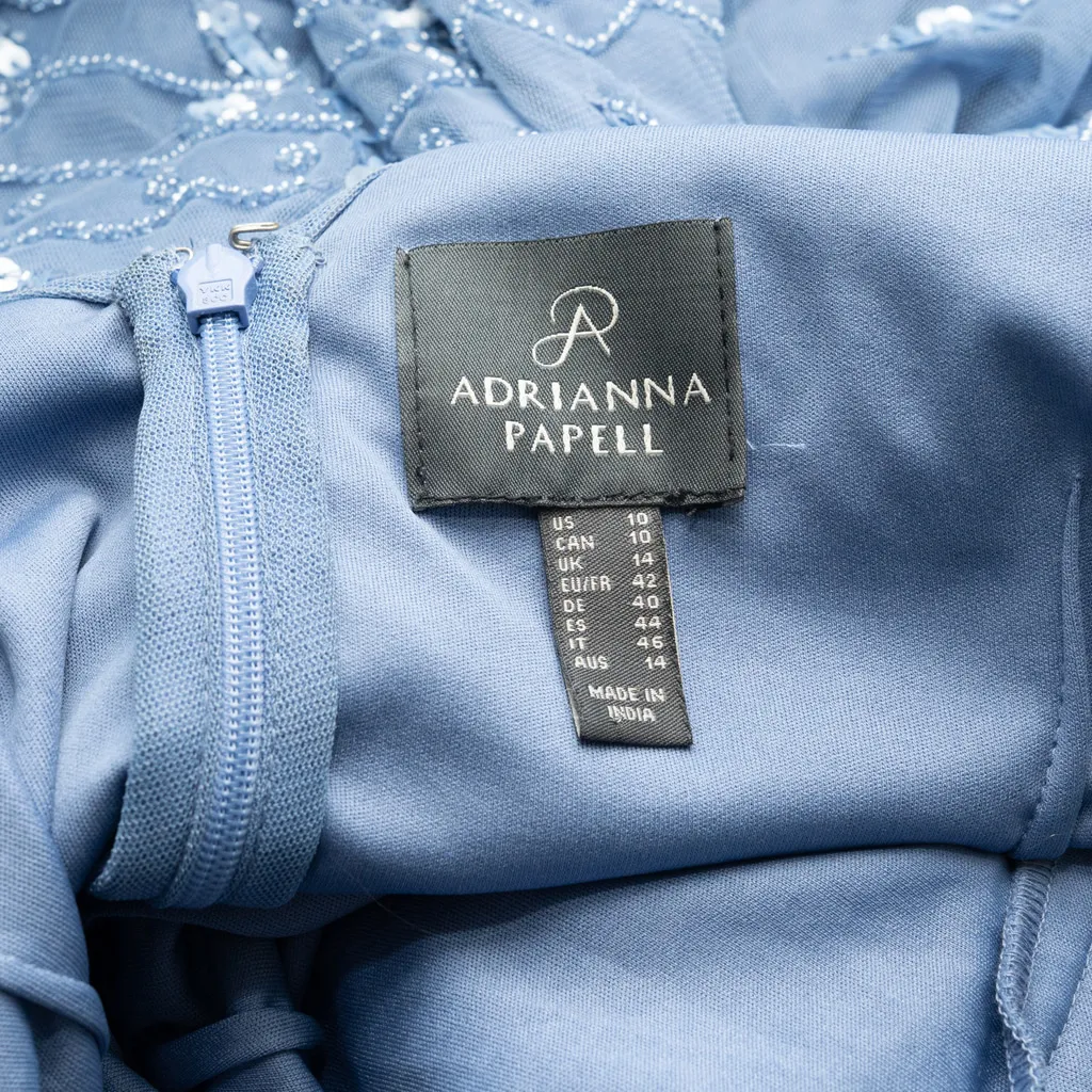 Adrianna Papell Hand-Beaded Ankle-Length Dress in French Blue Size 10 NWT - Image 4