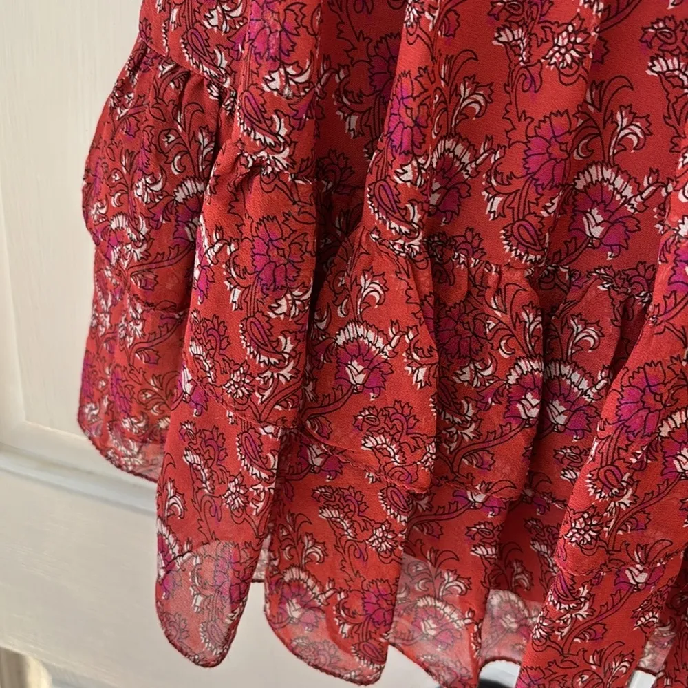 Ulla Johnson Ruby Red Ollie Dress Size 4 Valentines Day Silk Floral Mini Dress - Image 13