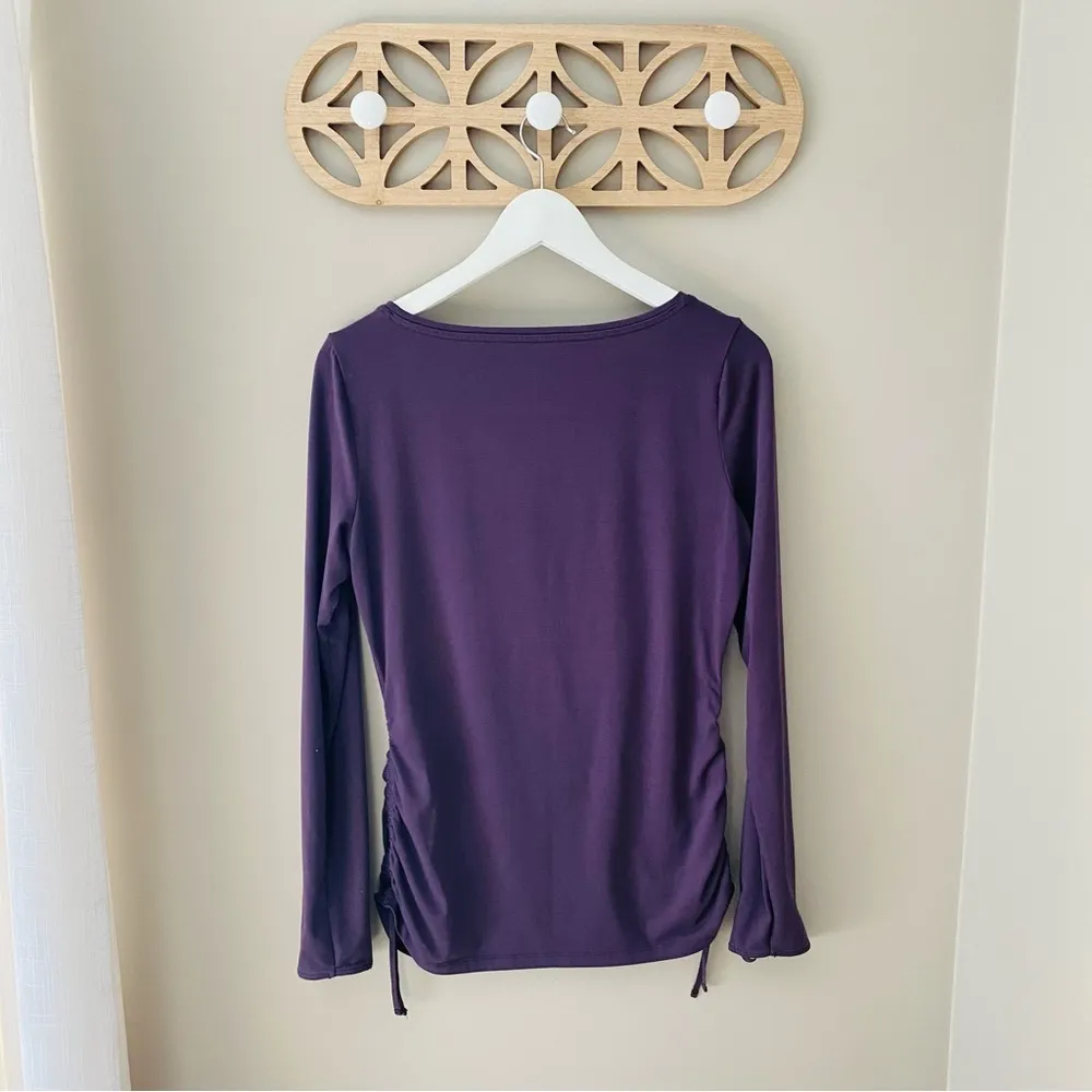 Athleta Ruched Long Sleeve Top Purple Sz Small - Image 6