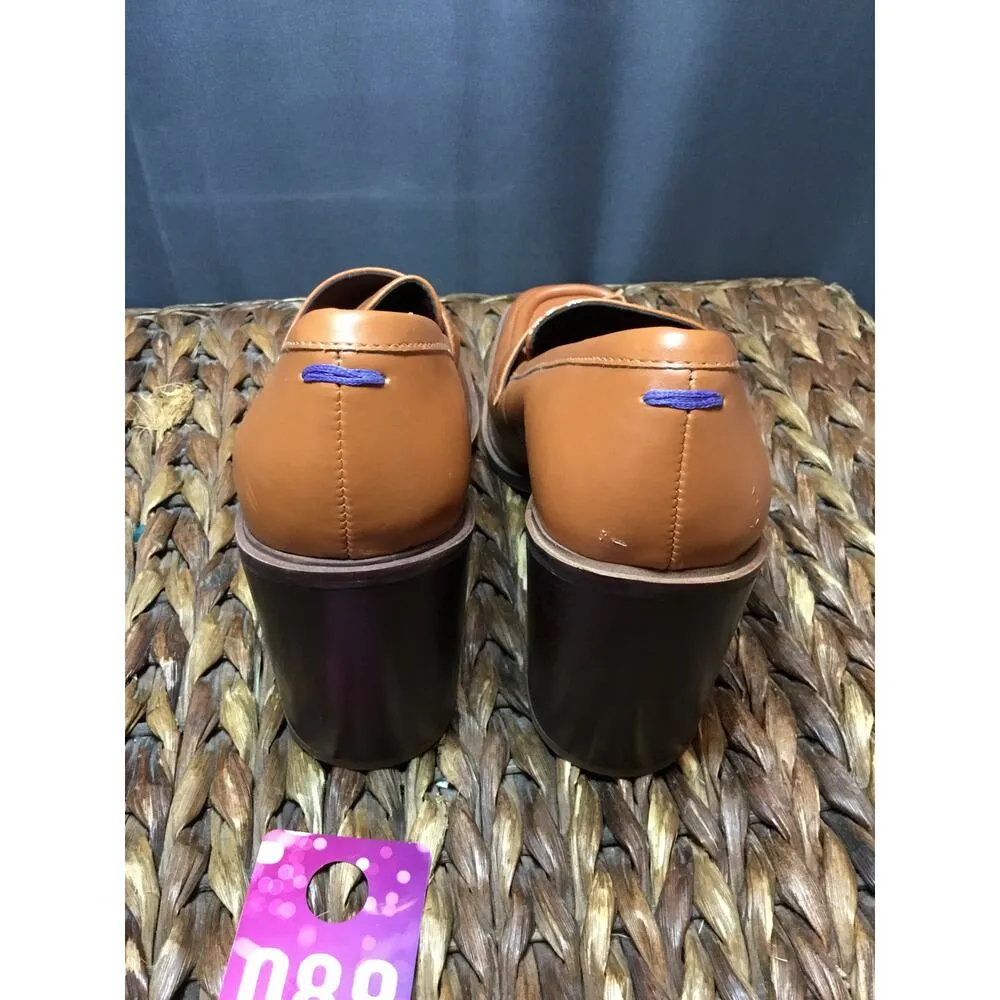 Franco Sarto Pump Heels Women's 7.5 M Tan Leather Slip-On High Heels Loafers - Image 3