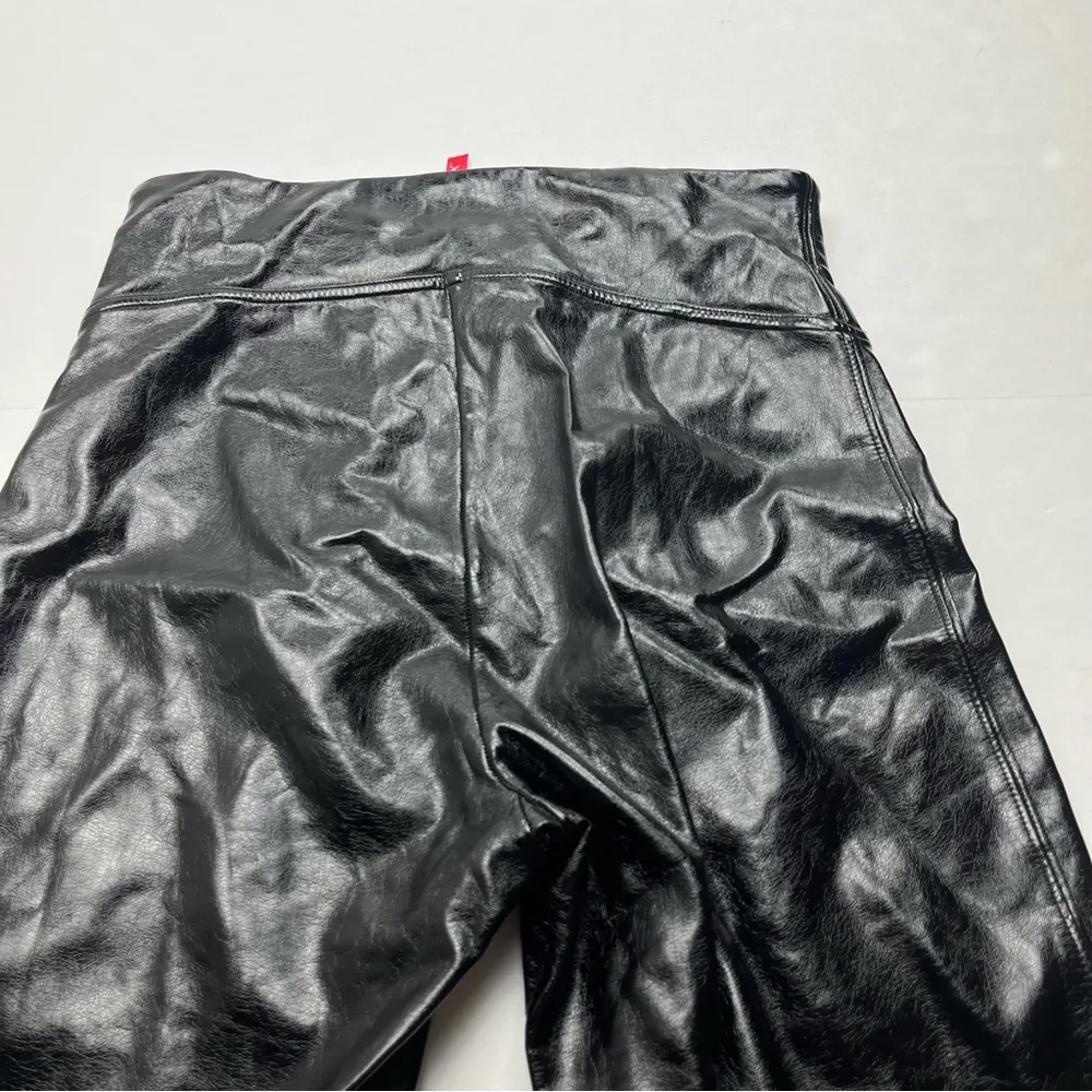 Spanx Faux Patent Leather Leggings Womens Size Small Black Slimming Pull-On Pant - Image 14