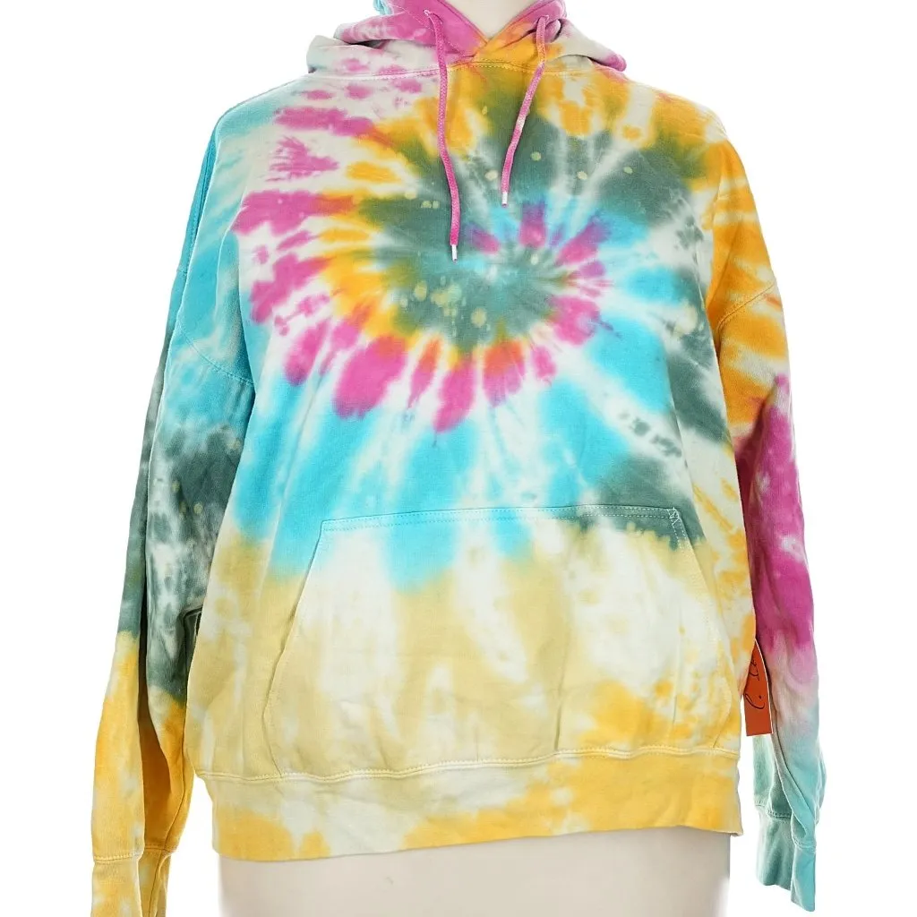 NWT La Detresse Tropicali Tie Dye Hoodie Size Large Yellow Pink Blue Orange - Image 3