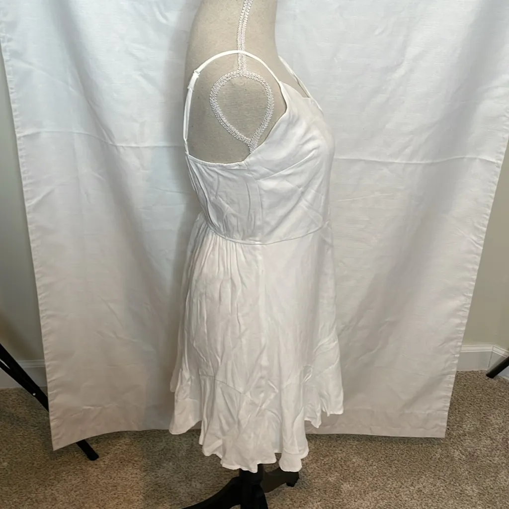 68 Francesca’s Trixxi Sonia Scalloped Dress White Bride Bachelorette Medium - Image 4