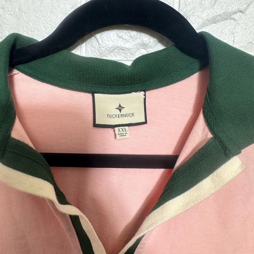 Tuckernuck Pink Polo Dress XXL — Pink & Green Trim, Side Pockets, Casual - Image 3