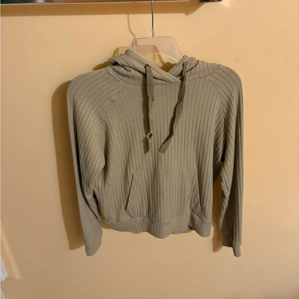 Enza Costa Tan Ribbed Hooded Sweater - Image 2