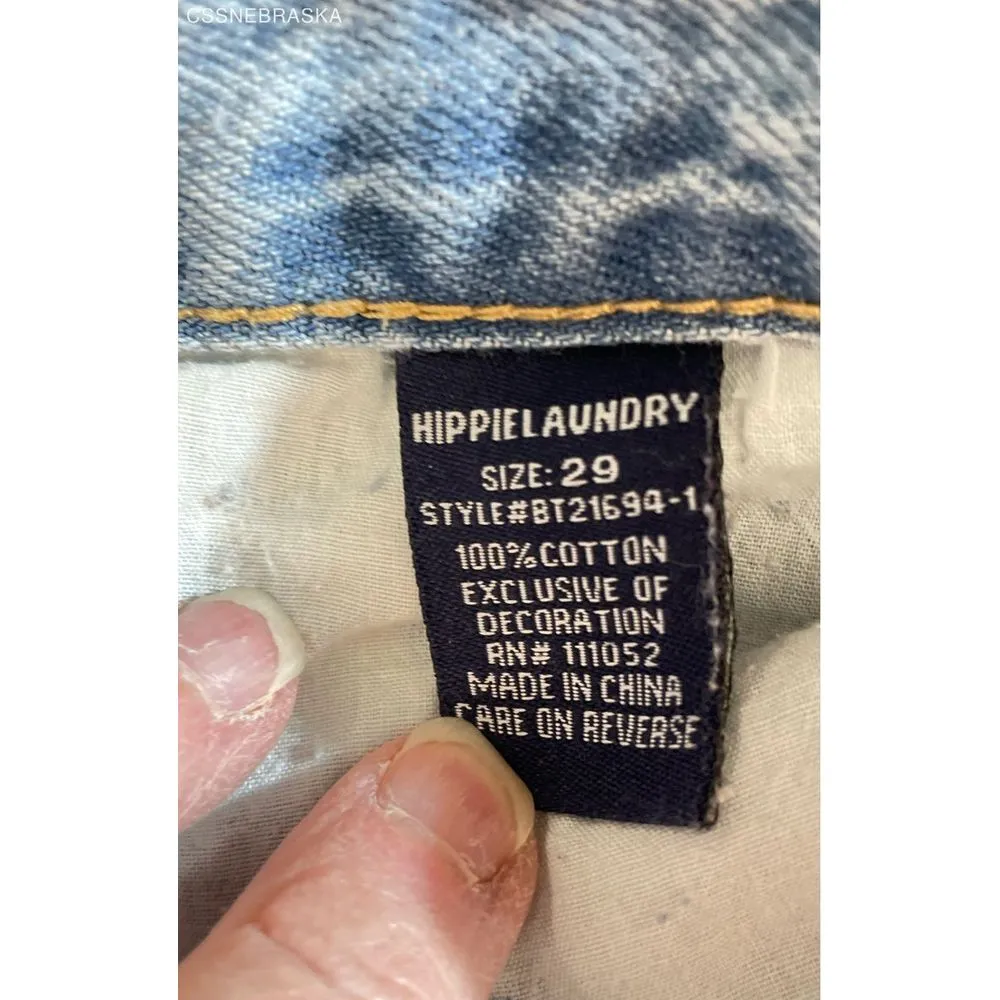HIPPIE LAUNDRY Blue Womens High Rise Girlfriend Jeweled Distressed Jeans Size 29 - Image 7