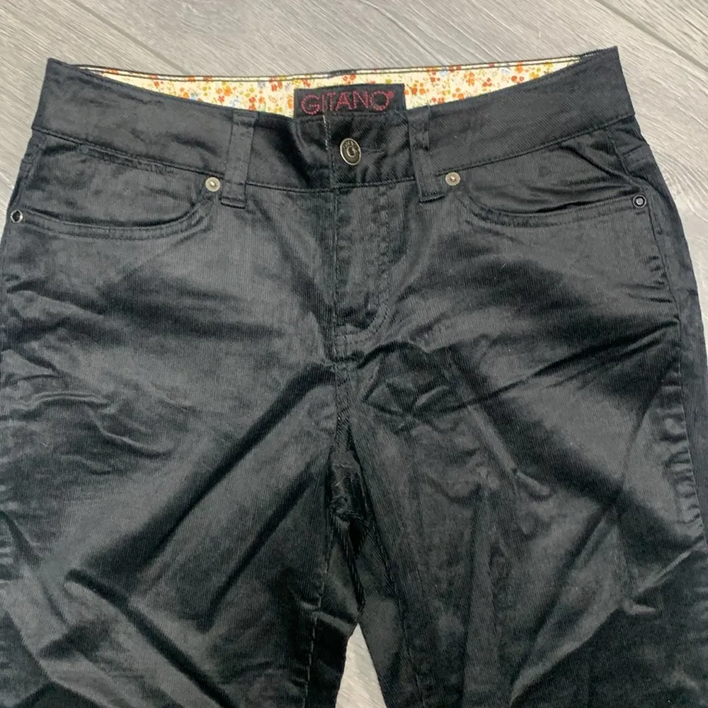 Vintage Y2K Gitano Corduroy Flare Pants with Rhinestones Size 8 - Image 2