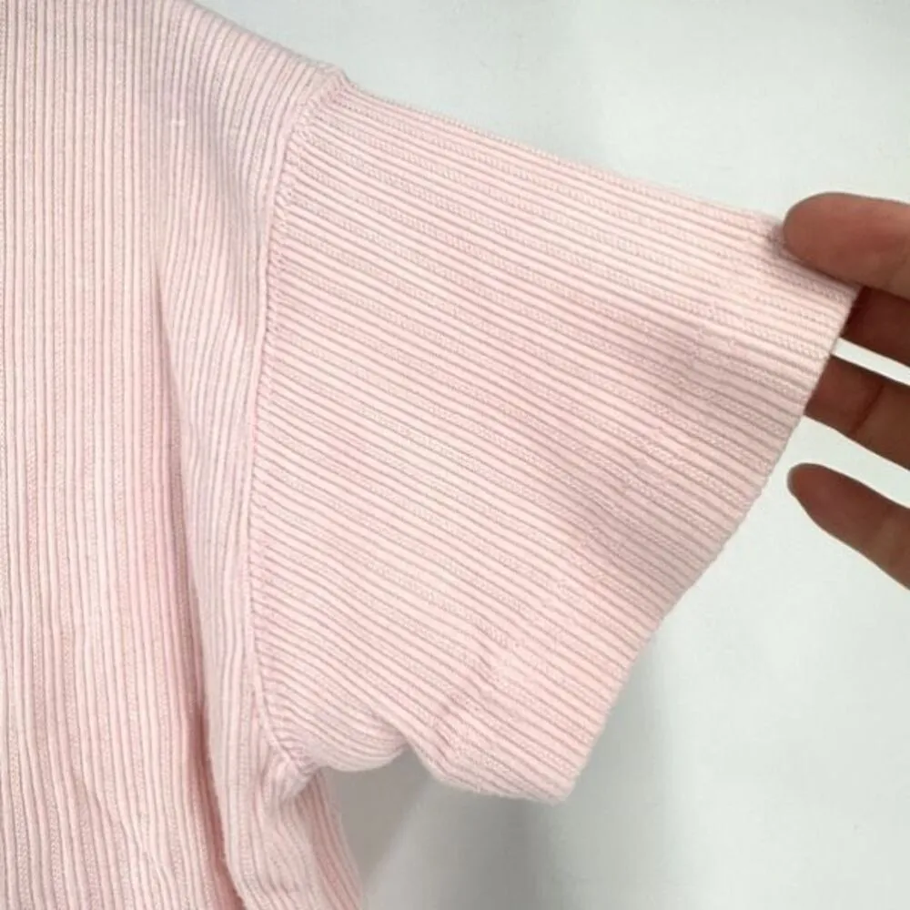 Y2K B. Moss Ribbed Henley Lettuce Trim‎ Crop Shirt Pink & Blue Medium Baby Tee - Image 12