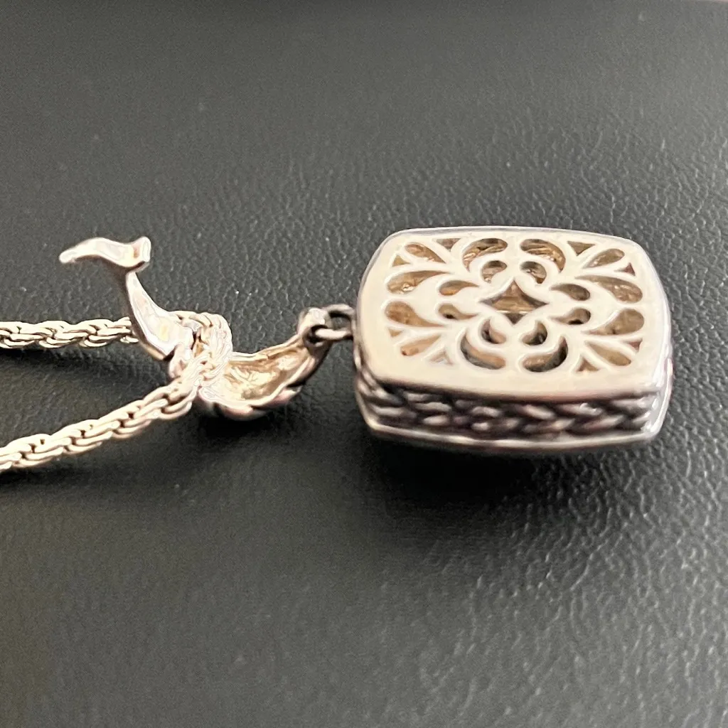 EAS Sterling Silver & 14kt Yellow Gold Cushion Cut Green Amethyst Necklace, 18” - Image 6