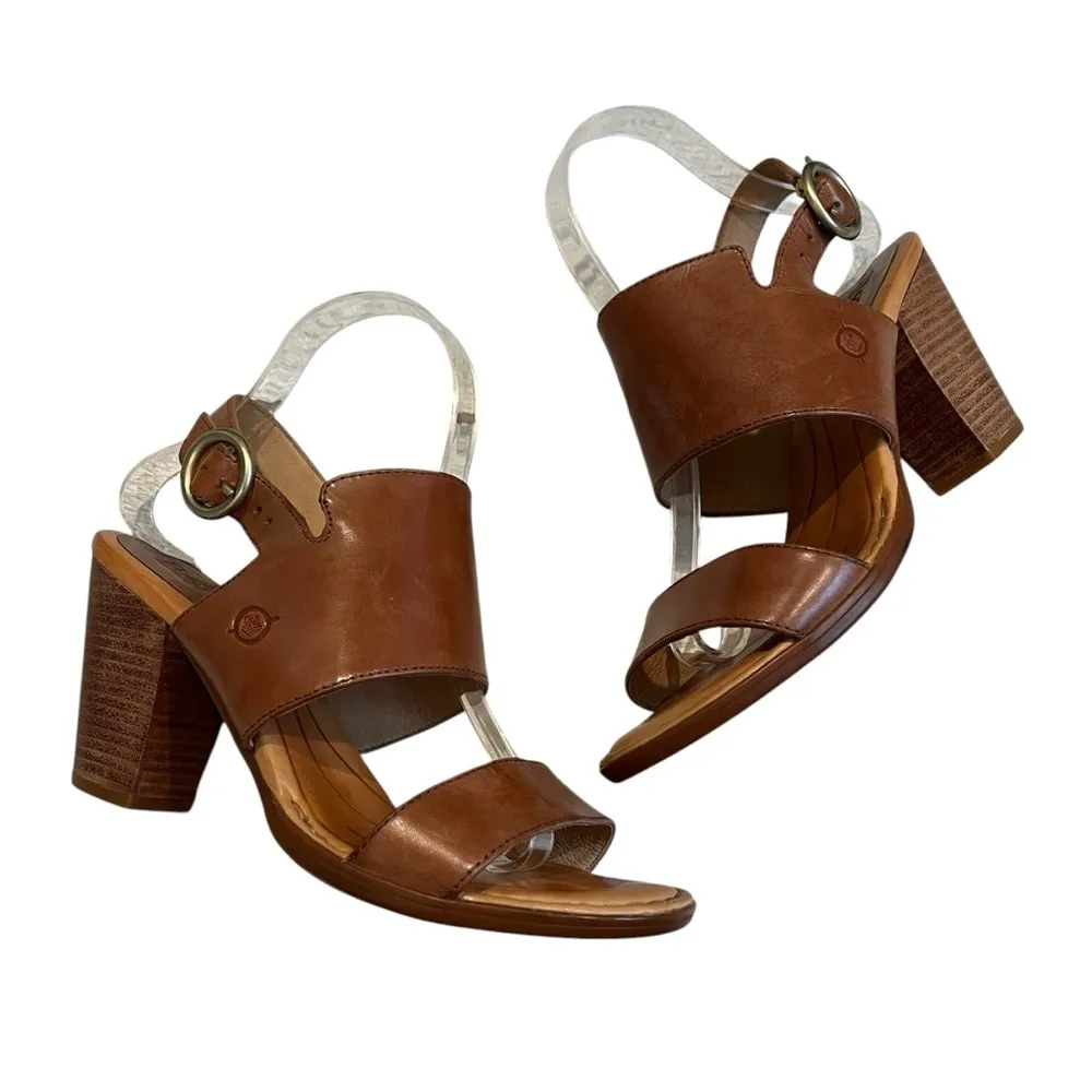 Born Cindie Sandals, Tan Full Grain Leather, Sz 8 - Image 2