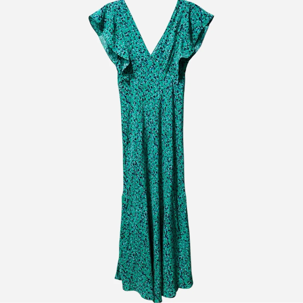 Rails Dina Flutter Sleeve Midi Dress Romantic Flirty Green Abstract Print Med - Image 5
