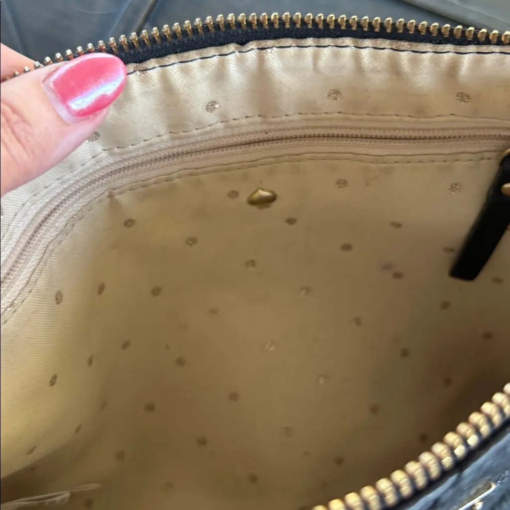 Kate Spade Black leather quilted retro crossbody bag gold chain strap emo goth - Image 8