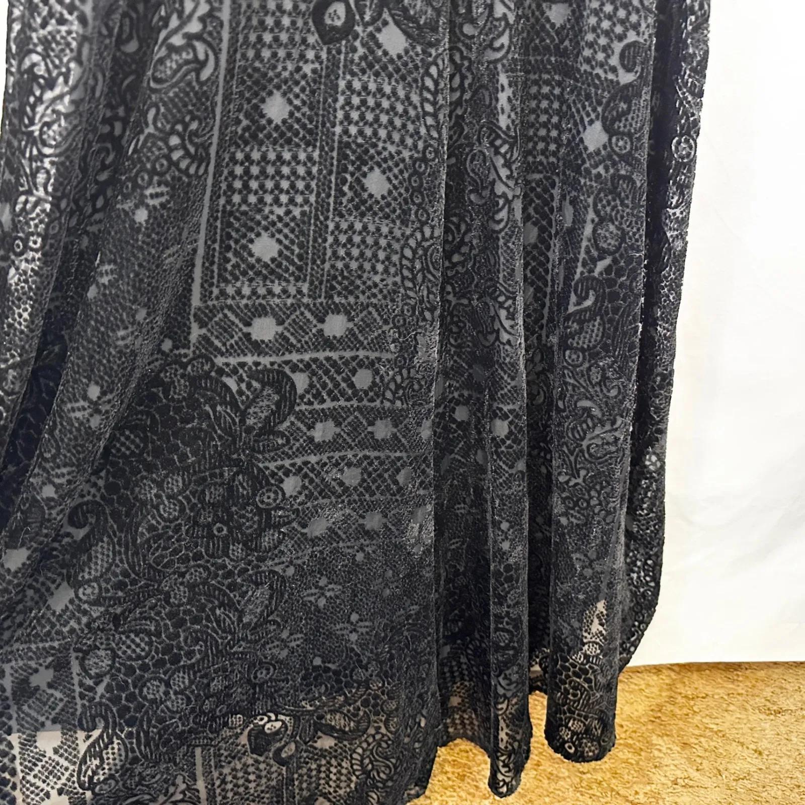 Onyx Nite 6 Dress Black Velvet Burnout‎ Hi Lo Spaghetti 90s Y2K Grunge Goth 1341 - Image 10