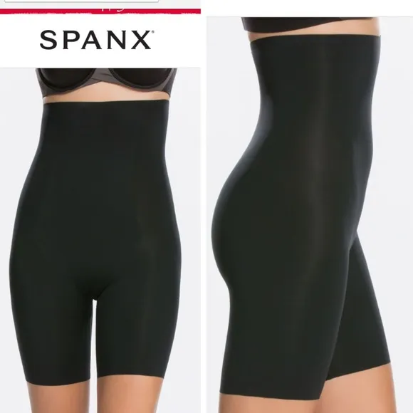 SPANX High Waisted Black Mid Thigh Short - Image 2