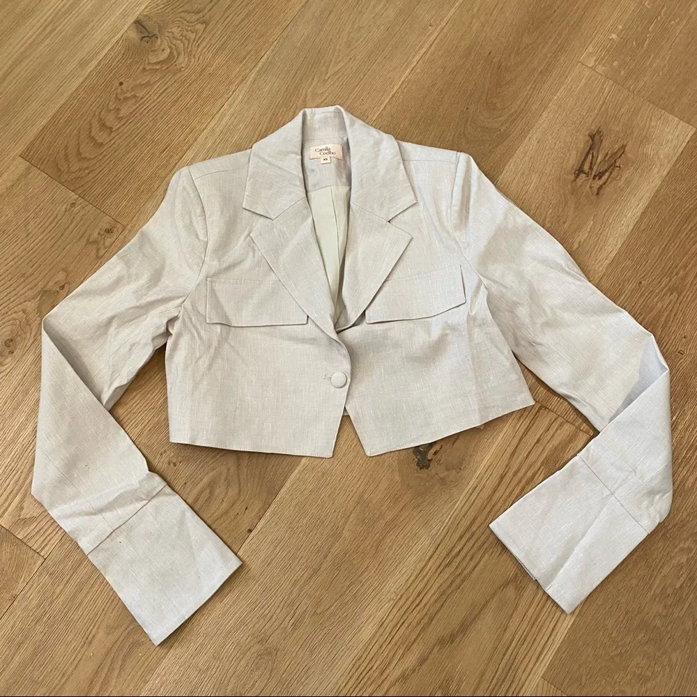 Revolve - Camila Coelho Tessa Crop Blazer in Beige - Image 2