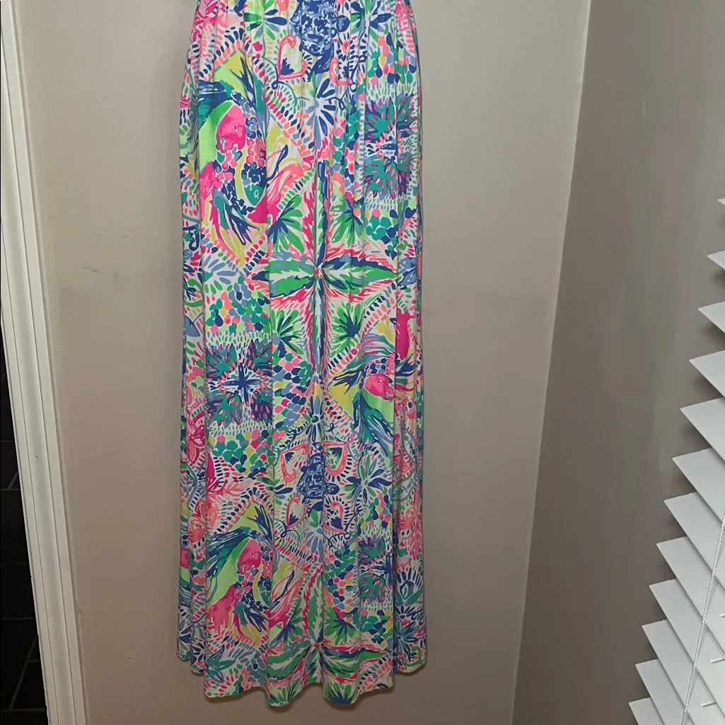 Vineyard Vines Marlisa Maxi Dress Strapless Tropical Pink Blue Green NWT Med - Image 4