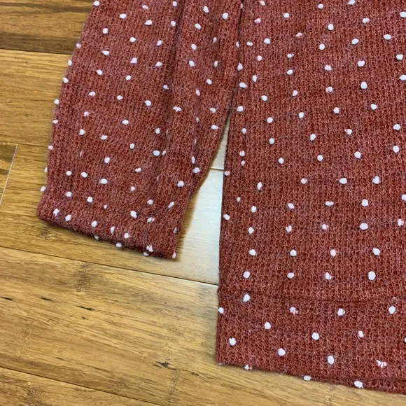 Ampersand Polka Dot Knit Top Womens Size Medium Long Sleeve Crew Neck Pullover Brown - Image 2