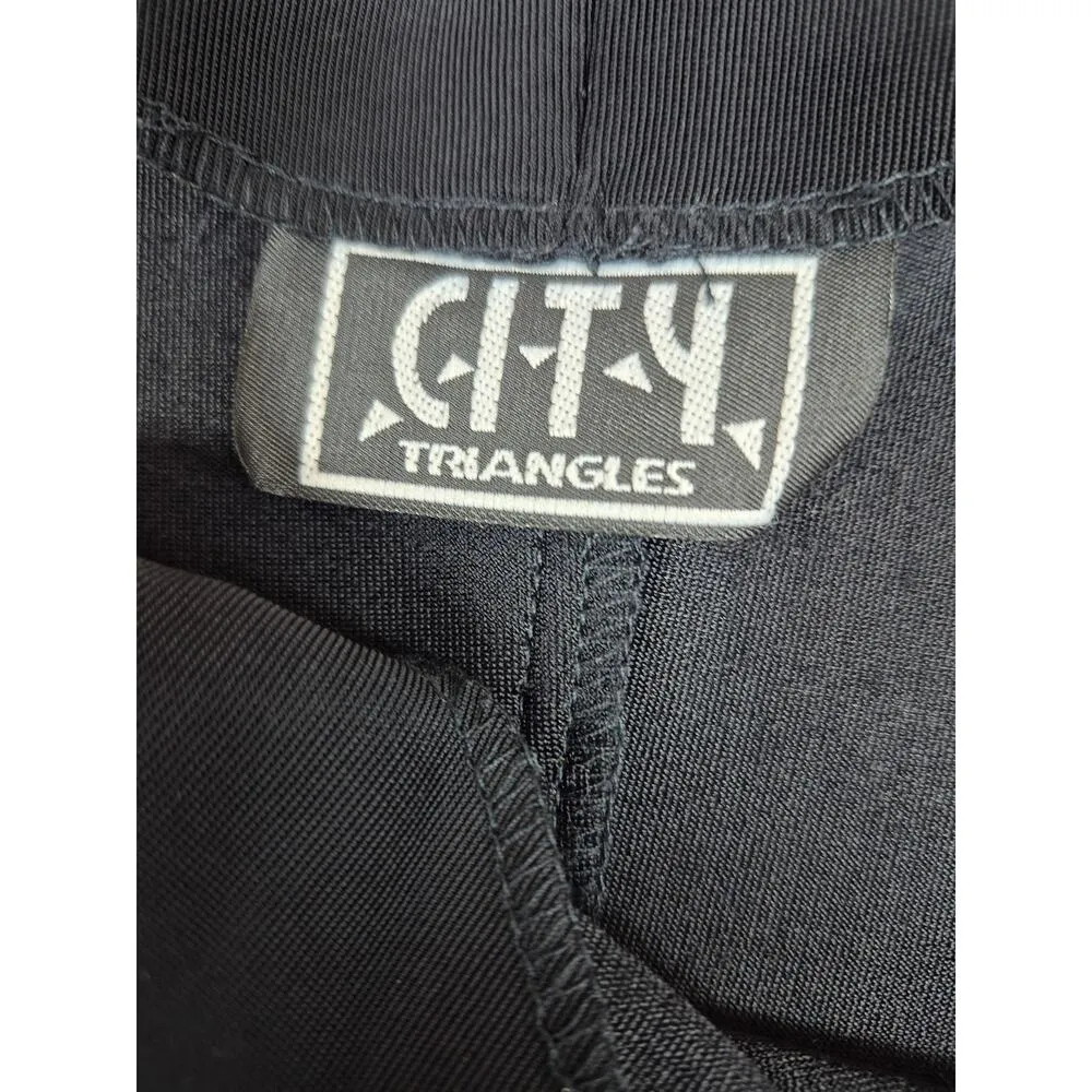 Vtg 80s City Triangles Little Black Dress Silver Mesh Straps S Whimsey goth S/M - Image 4