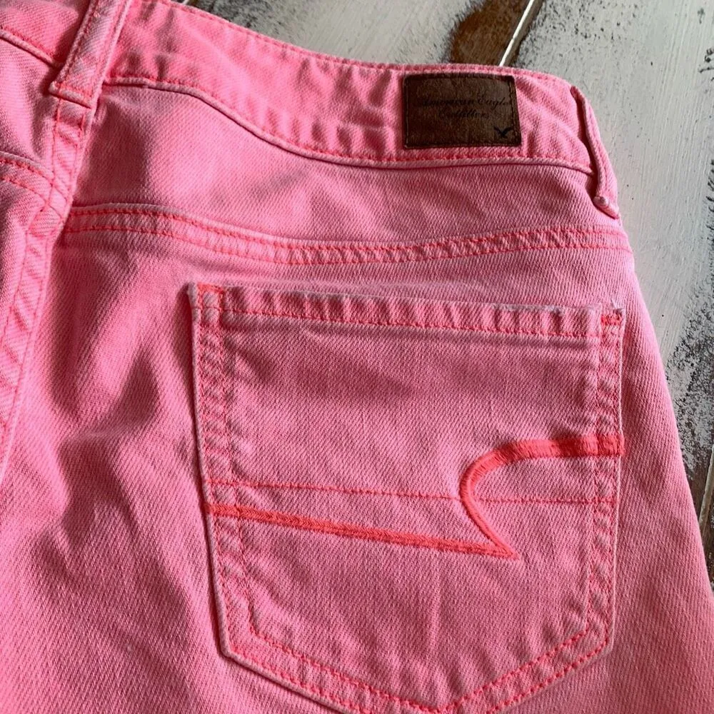 American Eagle neon denim short size 4 - Image 5