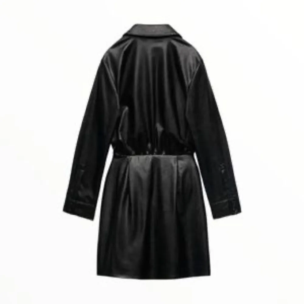 NEW ZARA WOMEN BLAZER DRAPED FAUX LEATHER SHIRT DRESS M - Image 4