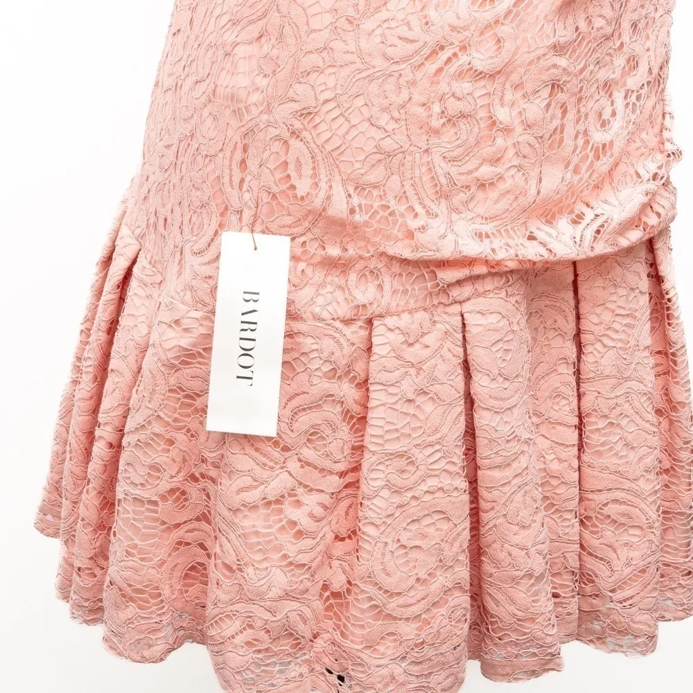 Bardot. Korina Pleated Llong Sleeve Lace Minidress. - Image 13