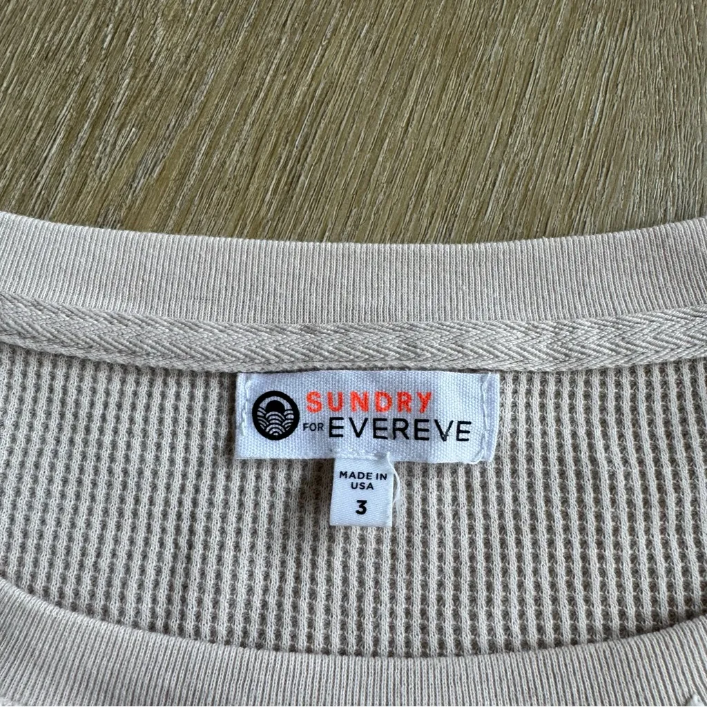 Sundry  Evereve Loved Cream Waffle Knit Thermal Top - Image 3